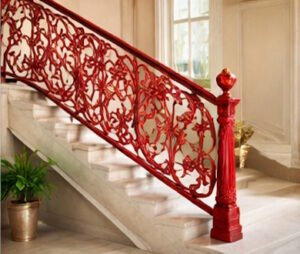 Metal Design Stairs Grills Red